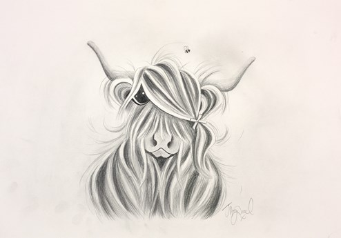 Maisie and Bee Sketch by Jennifer Hogwood - Original Drawing on Mounted Paper
